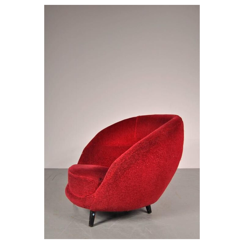 Fauteuil rouge vintage, Italie 1950