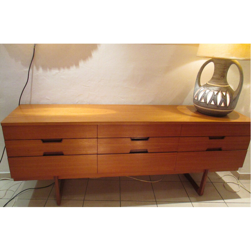 Longue commode vintage par G.Hoffstead, 1960