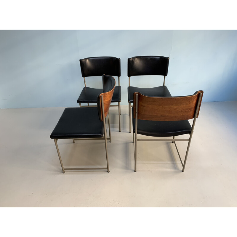 Set of 4 vintage chairs by Pastoe for Cees Braakman 1960s