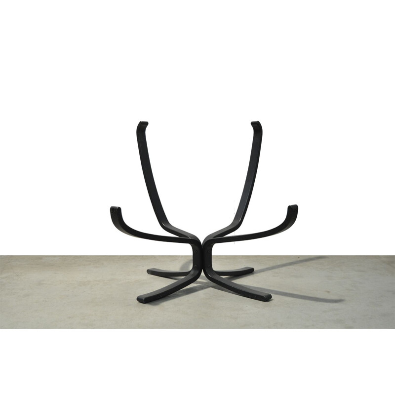 Vintage black leather falcon chair by Sigurd Ressell for Vatne Mobler, 1970