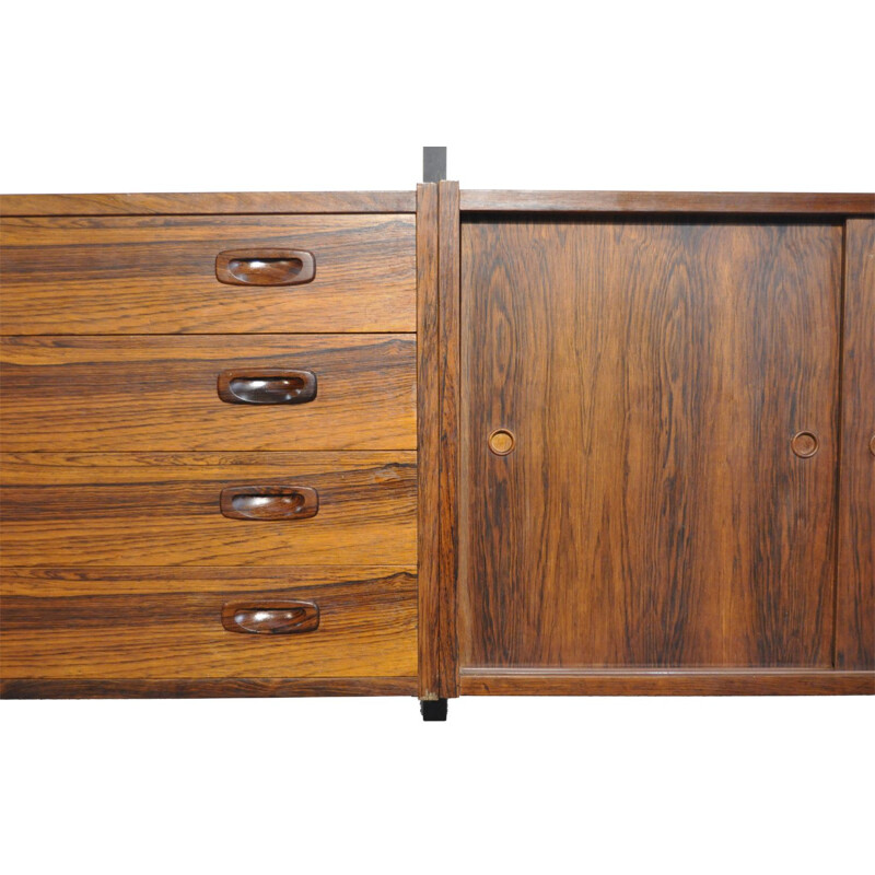 Vintage danish rosewood wall unit by Preben Sørensen for Randers Møbelfabrik, 1960