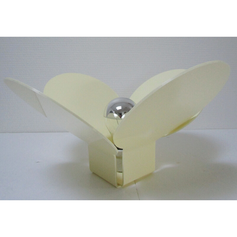 Lampe fleur altuglas vintage en plexiglas opaque crème blanche 1970