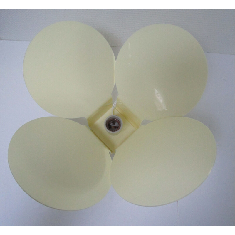 Lampe fleur altuglas vintage en plexiglas opaque crème blanche 1970