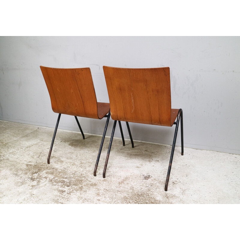 Set of 4 vintage danish stacking chairs 1960