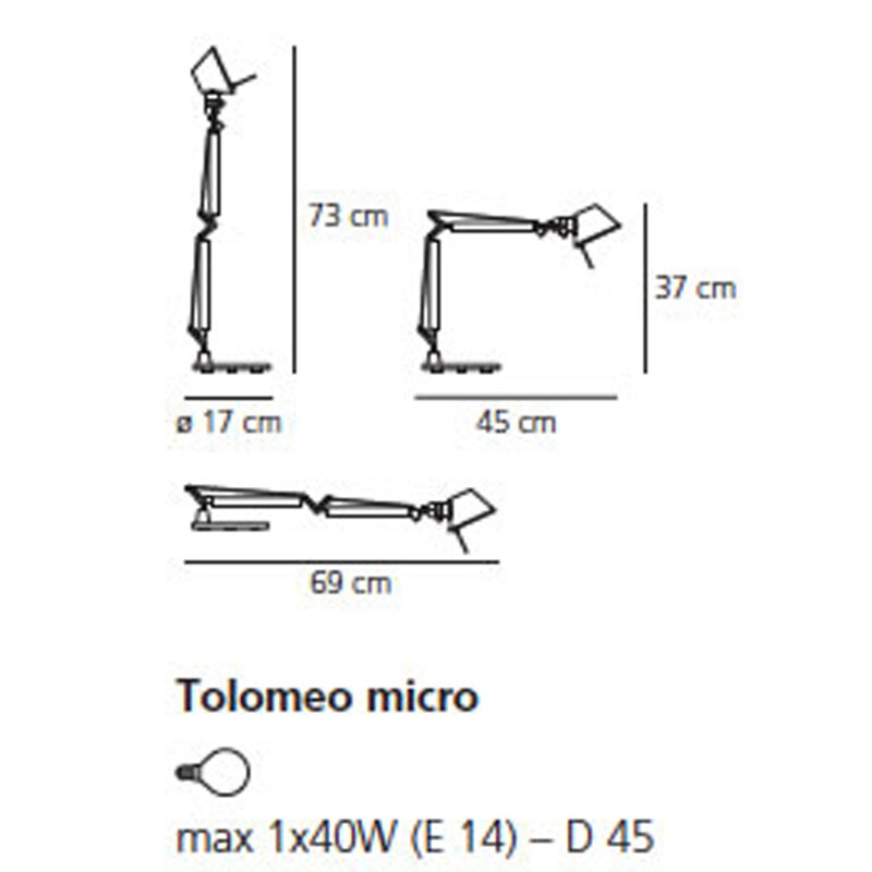 Applique Artemide "Tolomeo Micro" noire, Giancarlo FASSINA & Michele DE LUCCHI - 1980