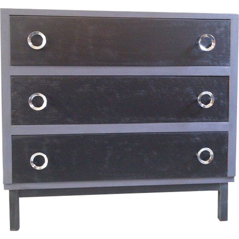 Vintage lacquered wooden chest of drawers, 1970
