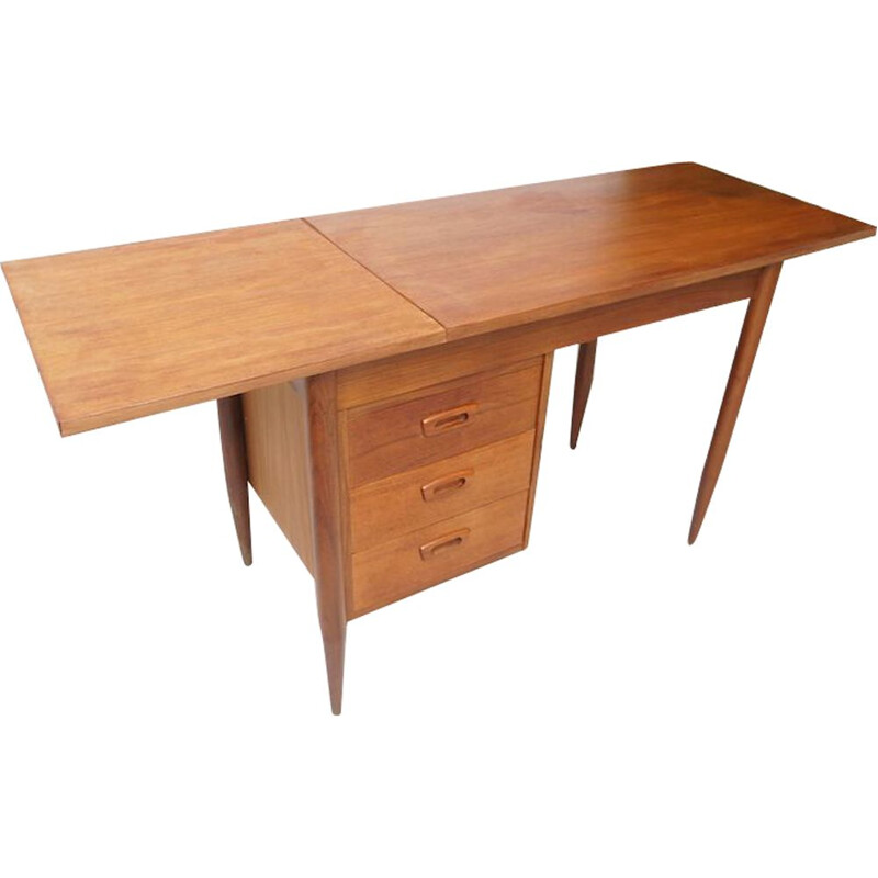 Teak leaf drop vintage desk by Arne Vodder, 1960s