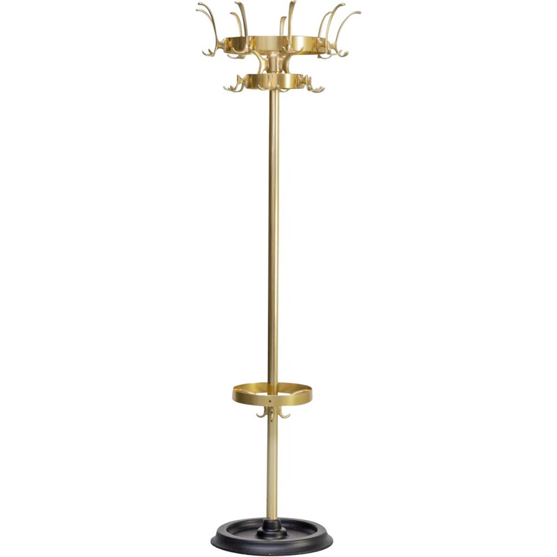 Vintage brass round freestanding coat rack 1970