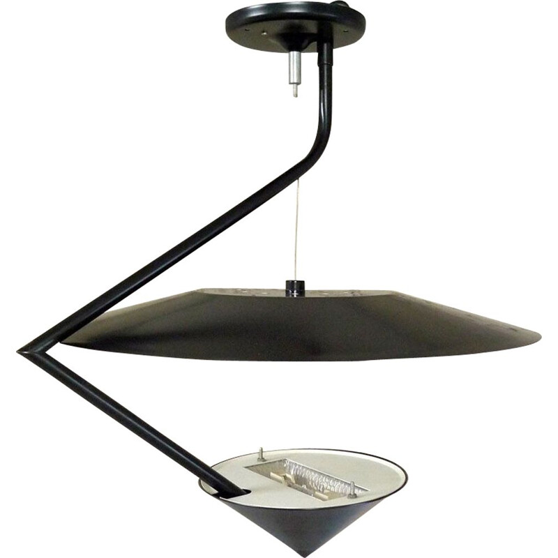 Vintage lacquered metal pendant lamp, 1980