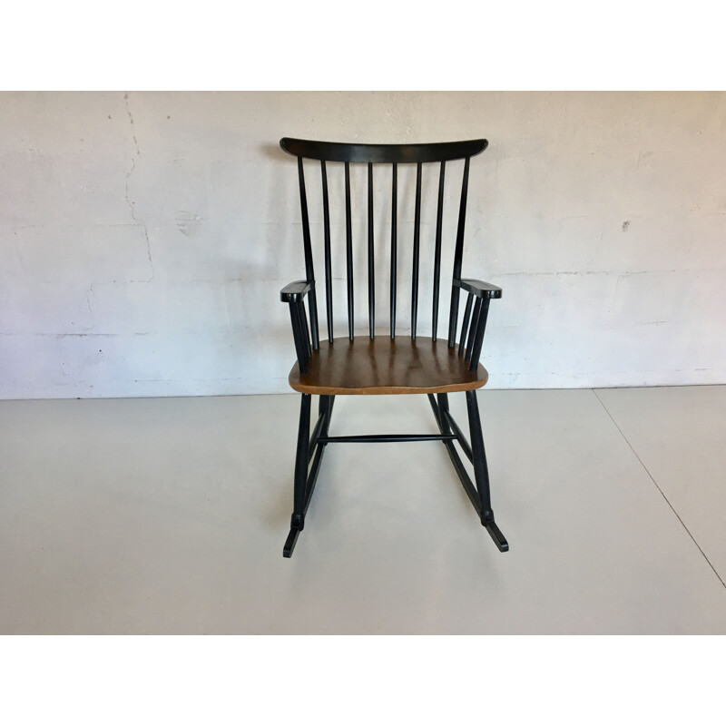 Vintage teak and metal rocking chair 1960