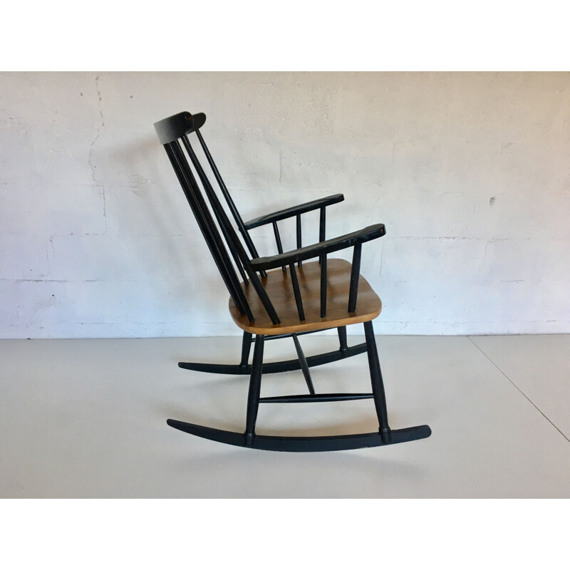 Vintage teak and metal rocking chair 1960