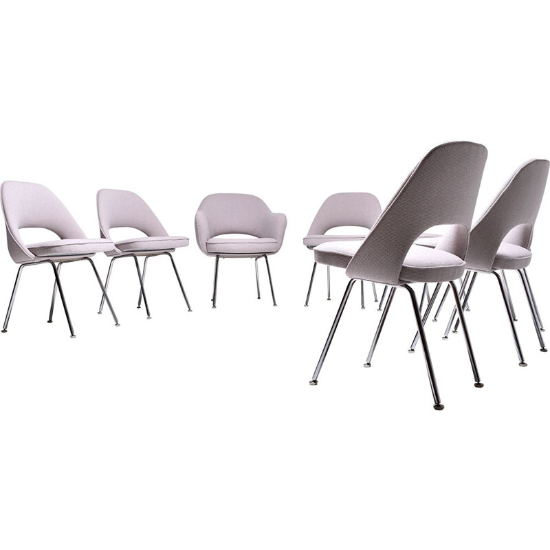 Suite vintage de 8 chaises dont 1 fauteuil par Eero Saarinen pour Knoll