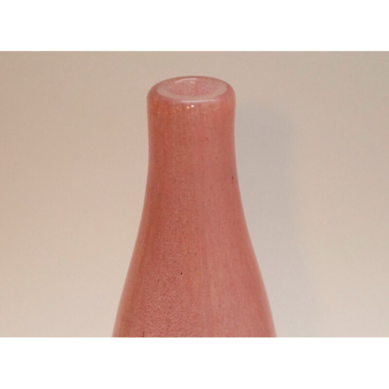 Vintage Murano glass vase in pink and gold, 1940s