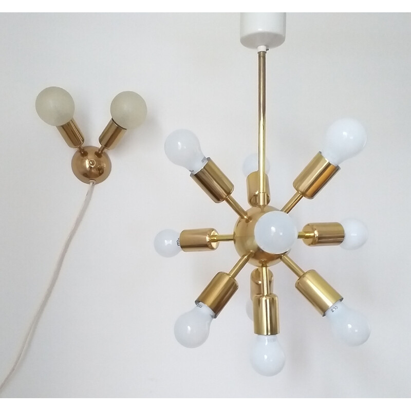 Vintage wall lamp and chandelier, Drupol, 1960s