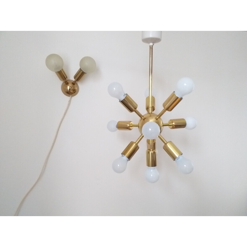 Vintage wall lamp and chandelier, Drupol, 1960s