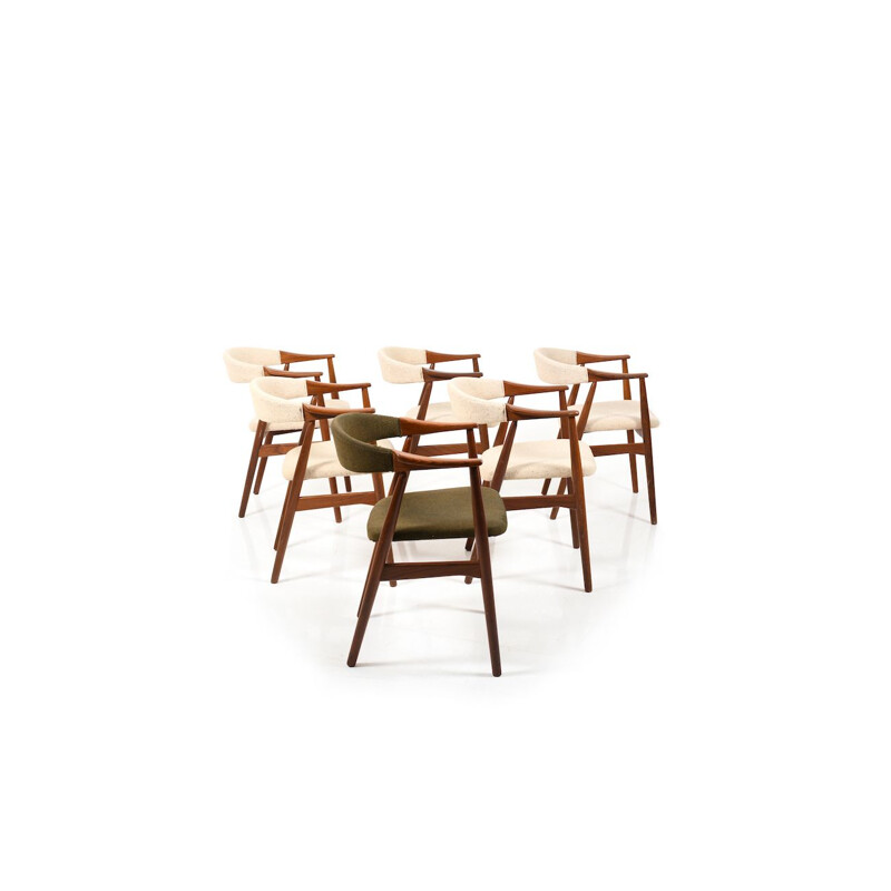 Set of 6 vintage armchairs in teak by Thomas Harlev for Farstrup Stolefabrik, 1960s