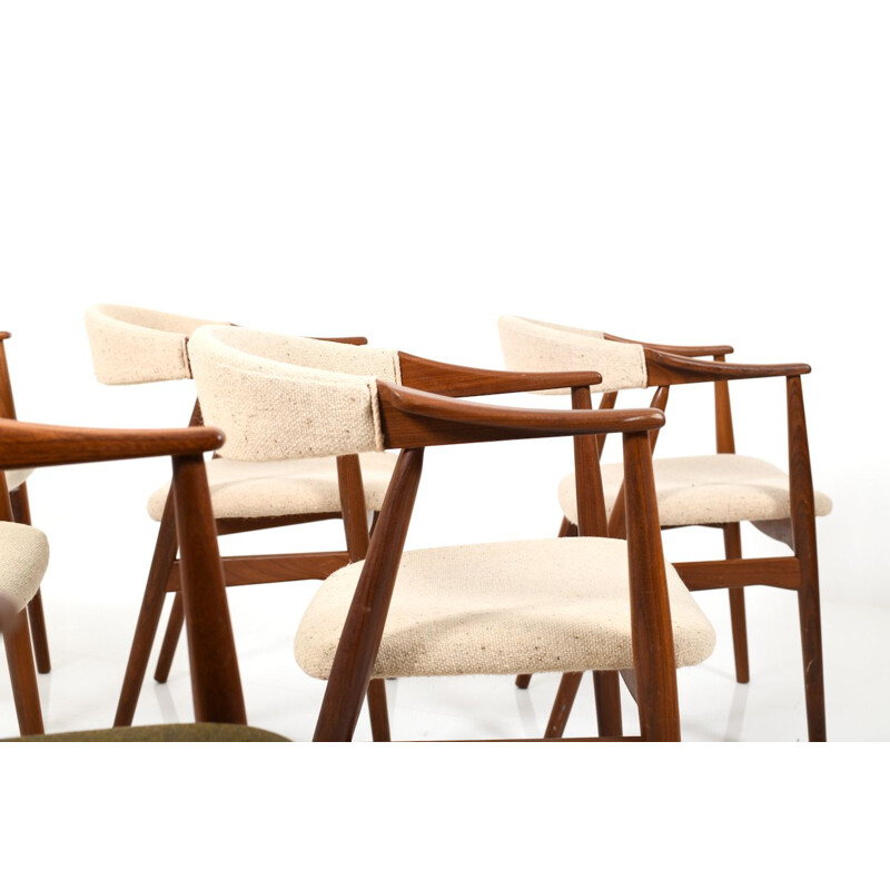 Ensemble de 6 fauteuils vintage en teck de Thomas Harlev pour Farstrup Stolefabrik, 1960