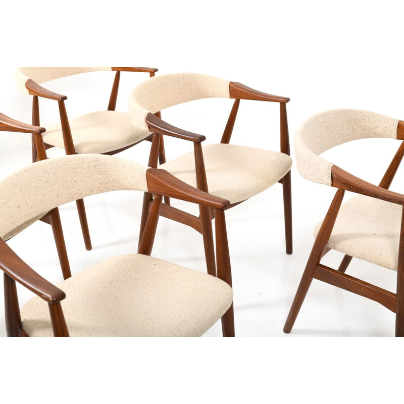 Ensemble de 6 fauteuils vintage en teck de Thomas Harlev pour Farstrup Stolefabrik, 1960