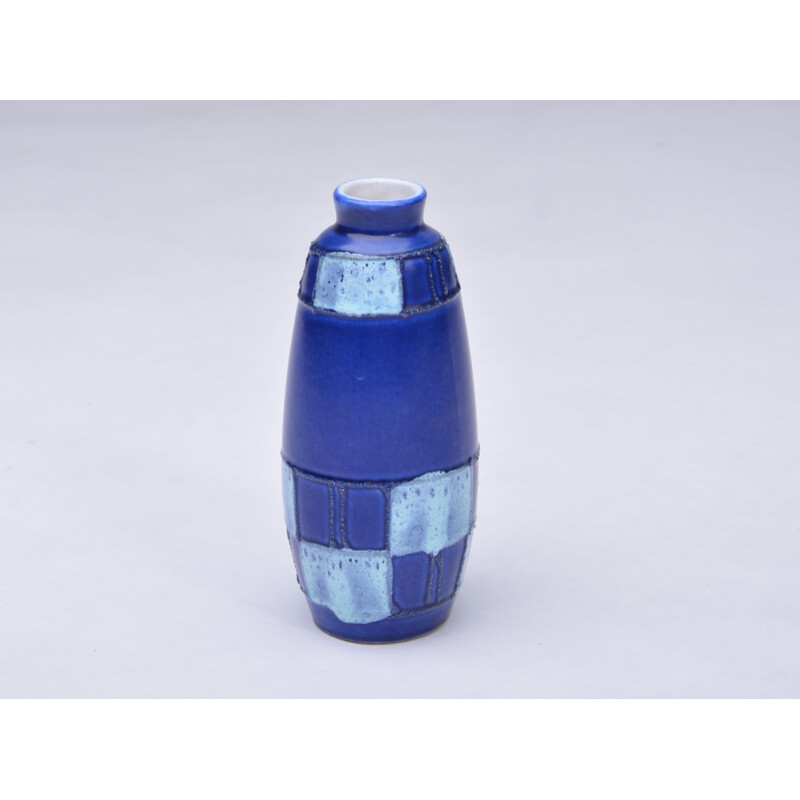 Vintage blue ceramic vase for Strehla Keramik, Germany 1950