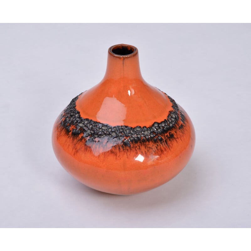 Orange fat lava vase produced in West Germany, 1970s