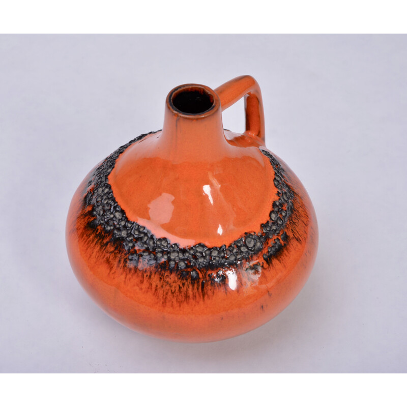 Orange fat lava vase produced in West Germany, 1970s