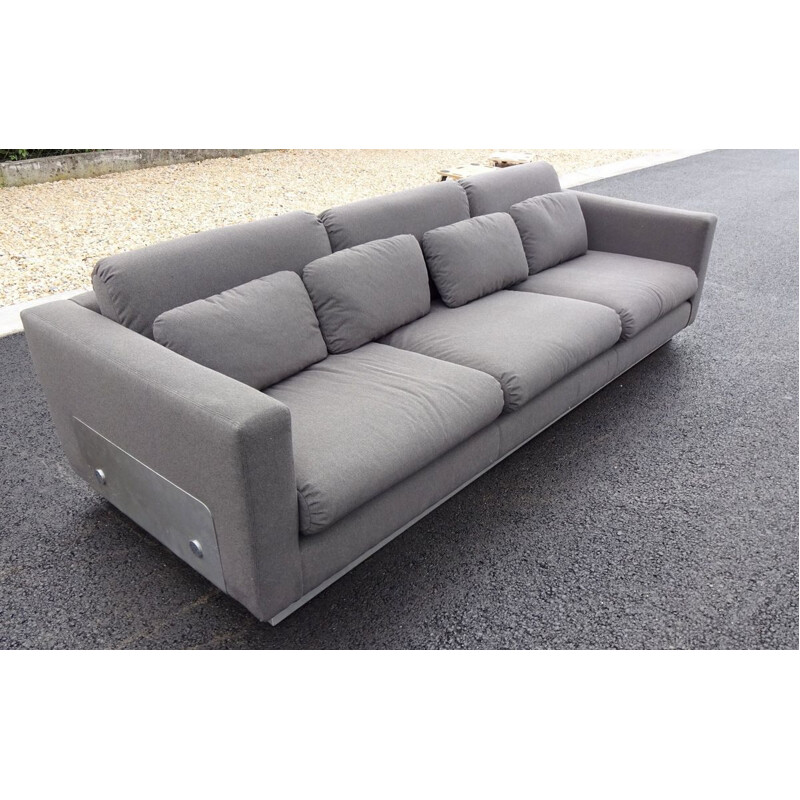 Vintage sofa with brushed steel base, 1970s