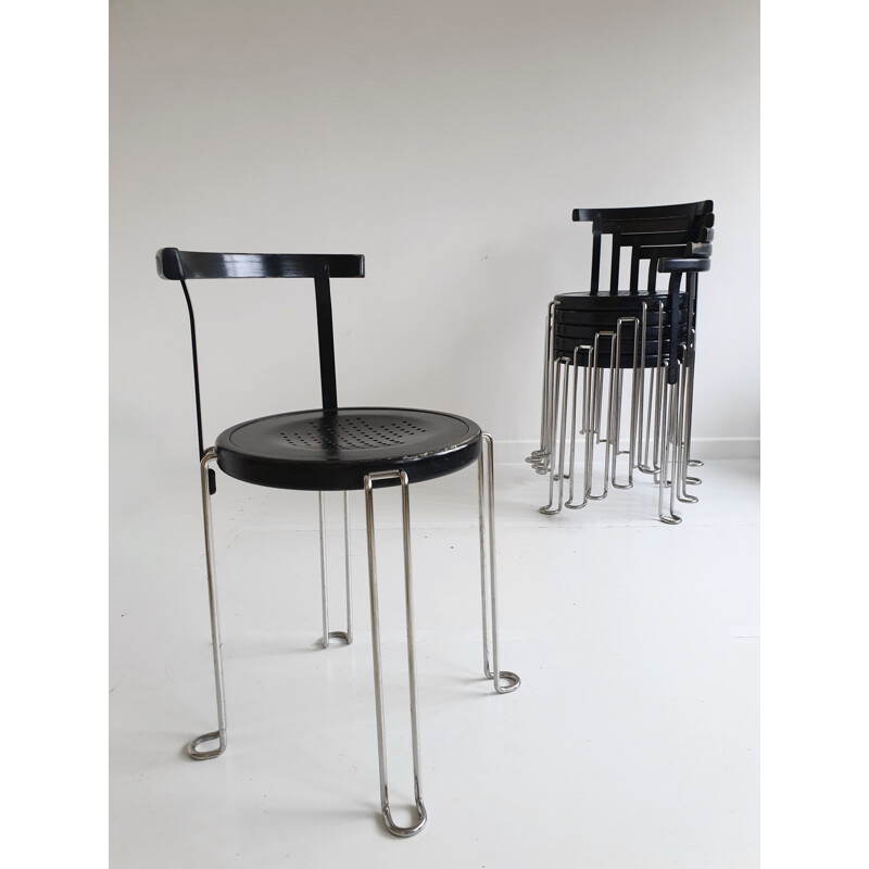 Set of 6 "B4" vintage stacking chairs by Börge Lindau & Bo Lindekrantz for Bla Station, 1980s