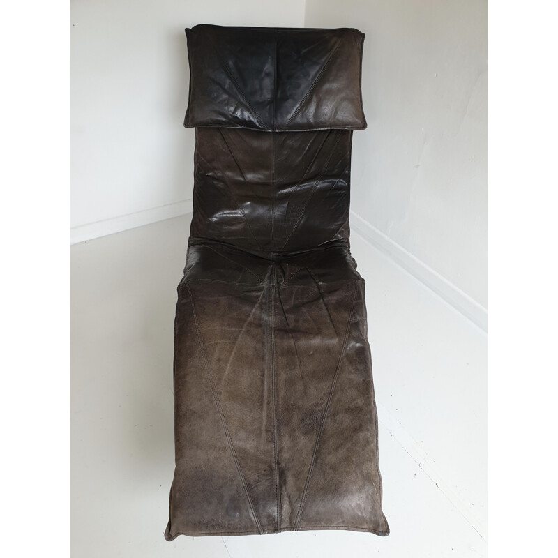 Brown leather vintage lounge chair by Tord Björklund for Ikea, 1980s