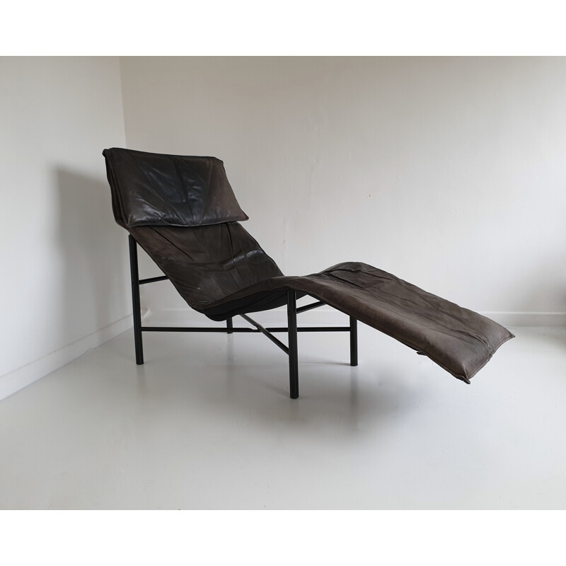 Brown leather vintage lounge chair by Tord Björklund for Ikea, 1980s