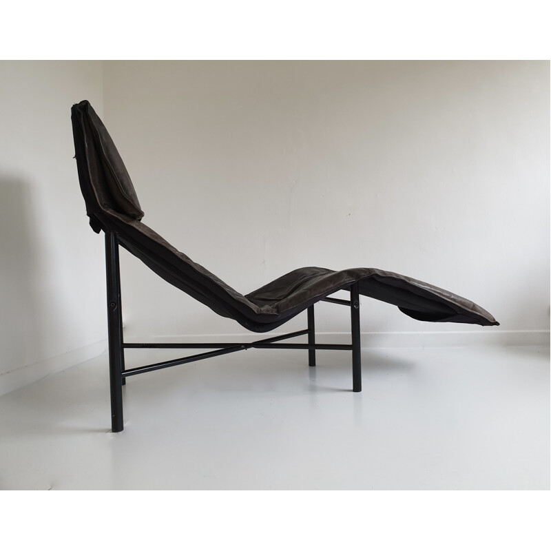 Brown leather vintage lounge chair by Tord Björklund for Ikea, 1980s