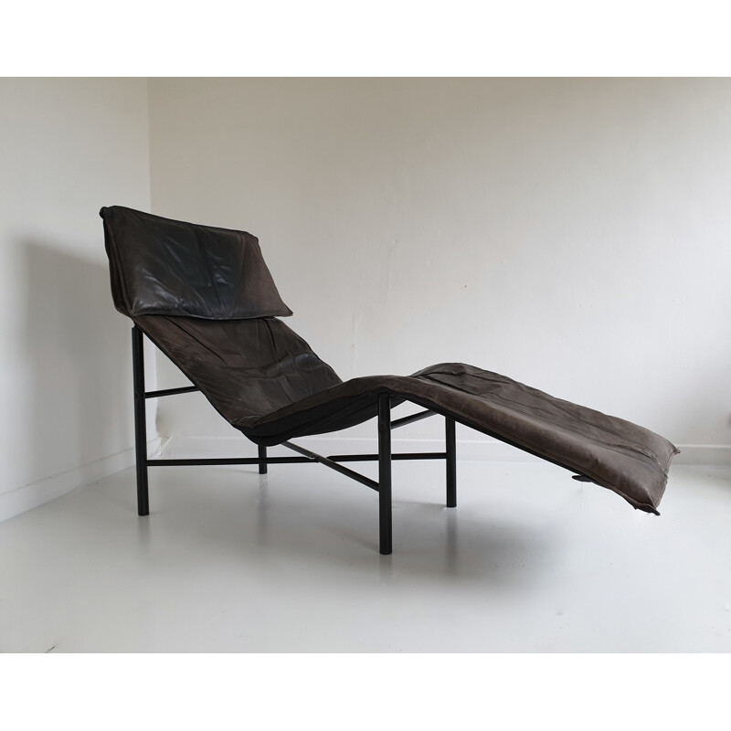 Brown leather vintage lounge chair by Tord Björklund for Ikea, 1980s