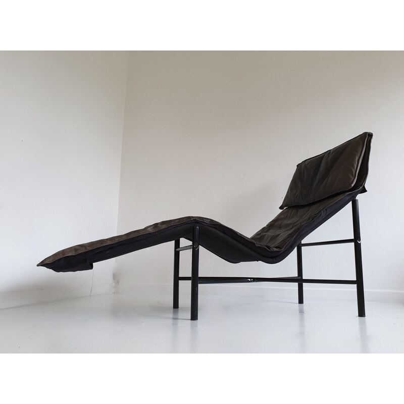 Brown leather vintage lounge chair by Tord Björklund for Ikea, 1980s