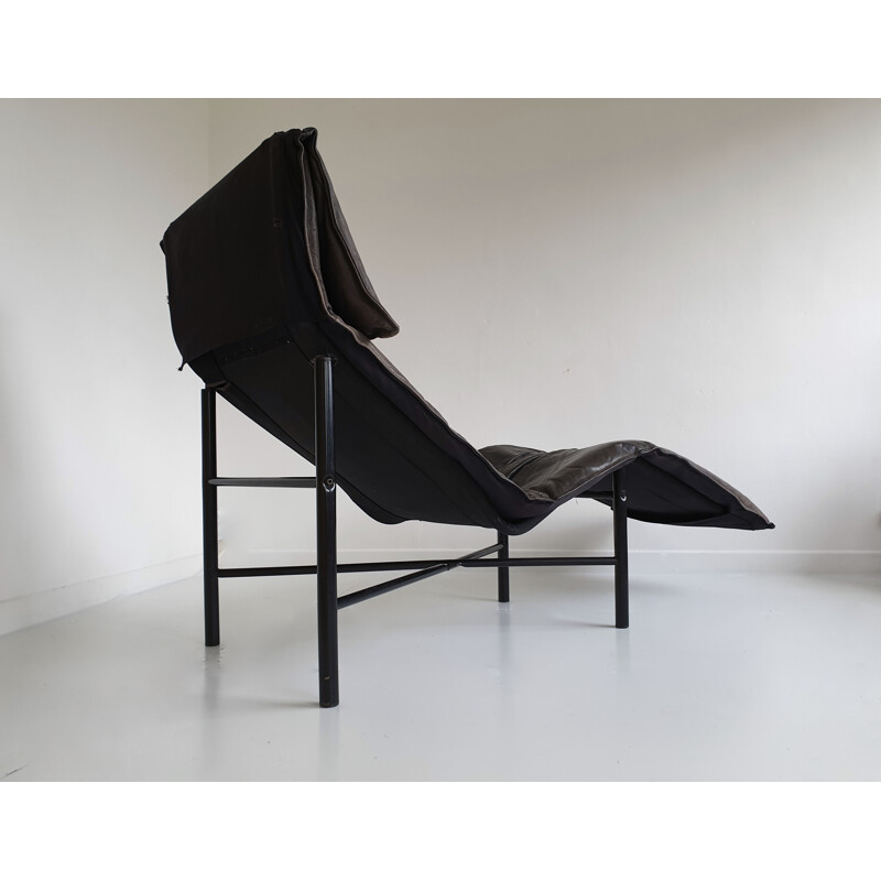 Brown leather vintage lounge chair by Tord Björklund for Ikea, 1980s