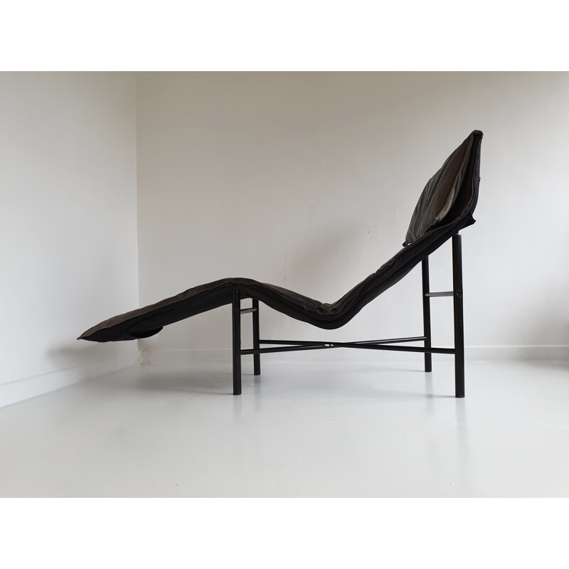 Brown leather vintage lounge chair by Tord Björklund for Ikea, 1980s