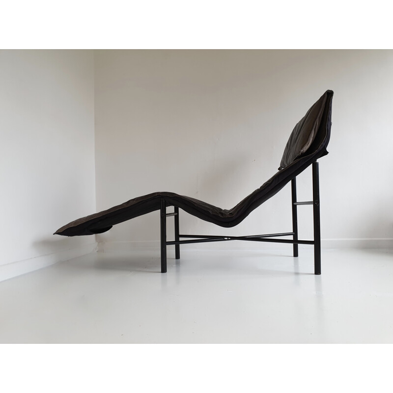 Chaise longue vintage en cuir brun par Tord Björklund pour Ikea, 1980