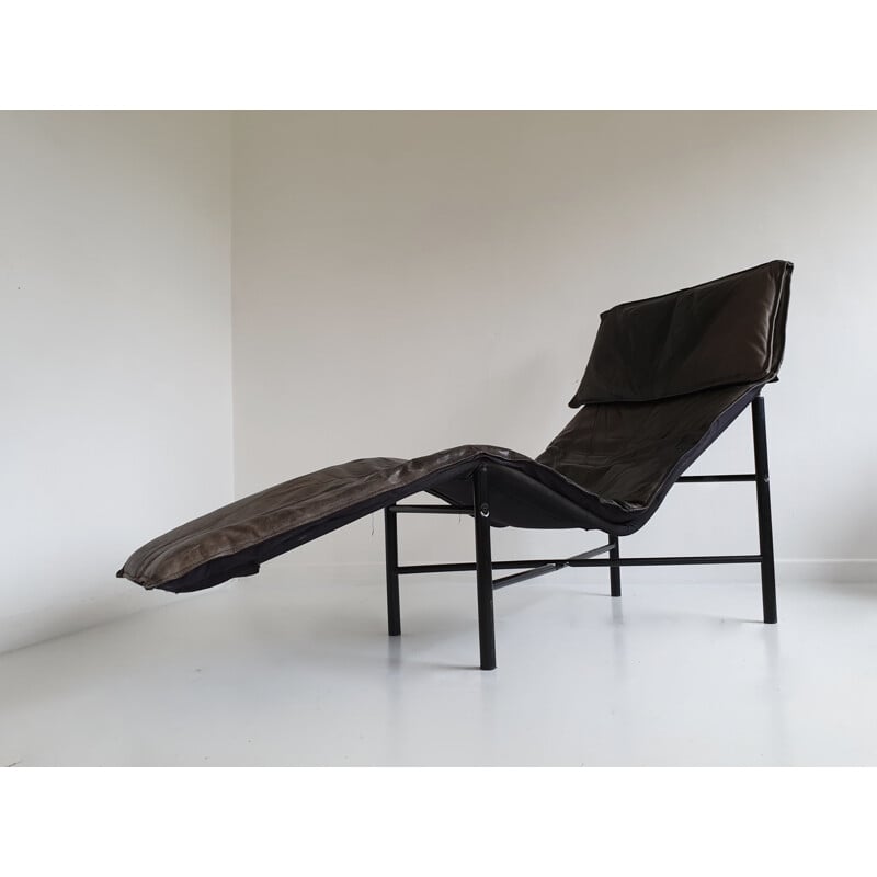 Chaise longue vintage en cuir brun par Tord Björklund pour Ikea, 1980