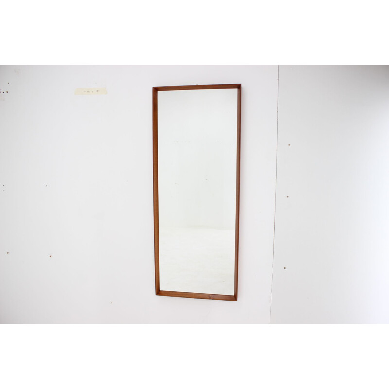 Miroir vintage rectangulaire en teck danois, 1960