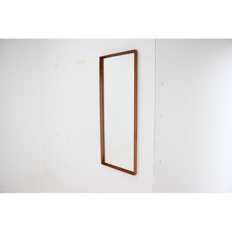 Danish teak rectangular vintage mirror, 1960s