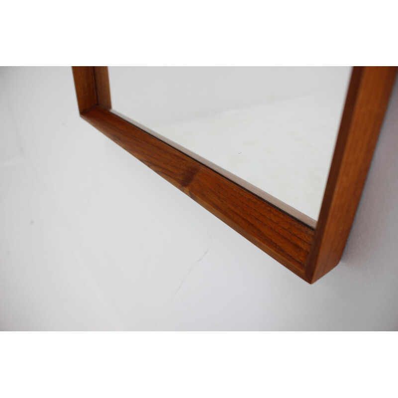 Danish teak rectangular vintage mirror, 1960s