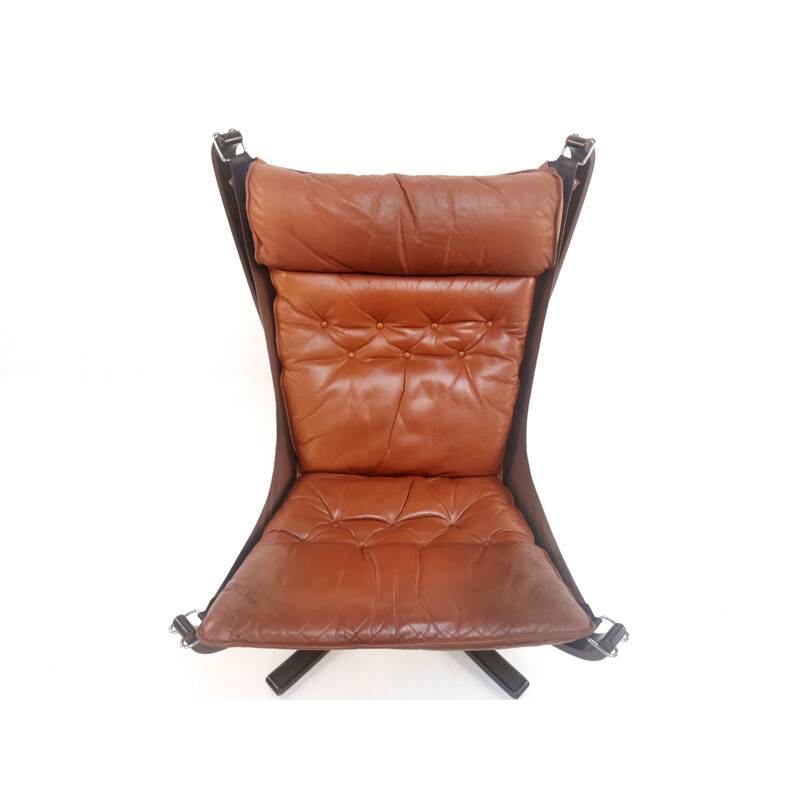 Vintage falcon leather chair by Sigurd Ressell 1970