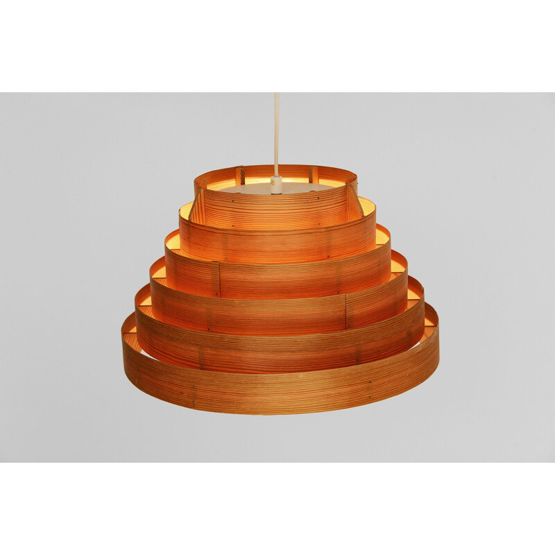 Vintage pine pendant light T454 "Buttle" by Hans-Agne Jakobsson for Ellysett AB, Sweden 1960s