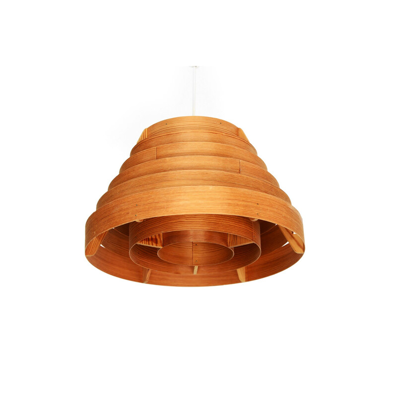 Vintage pine pendant light T454 "Buttle" by Hans-Agne Jakobsson for Ellysett AB, Sweden 1960s