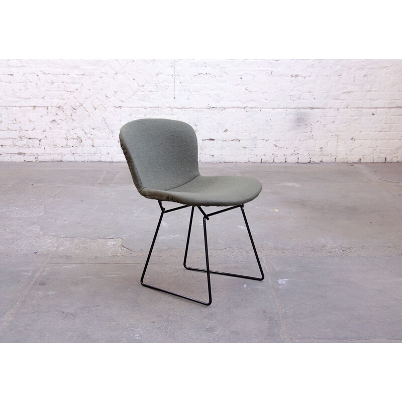 Vintage khaki and steel chair by Harry Bertoia from Knoll