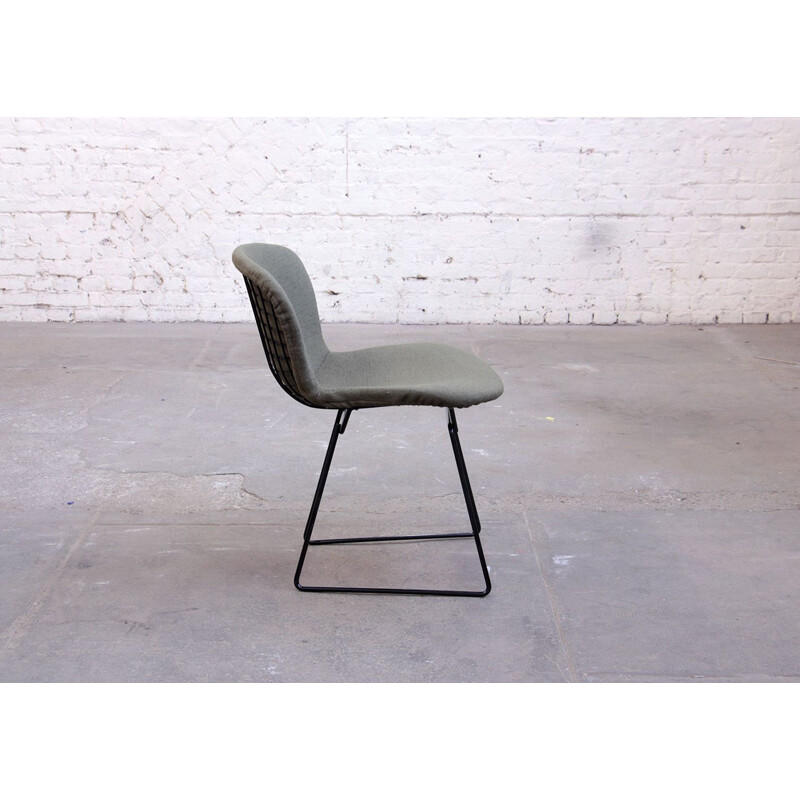 Vintage khaki and steel chair by Harry Bertoia from Knoll