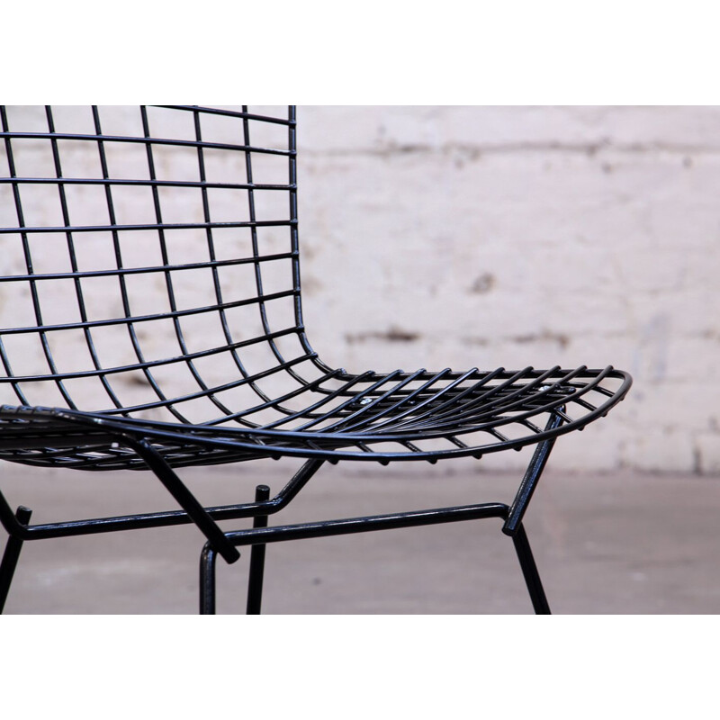 Vintage khaki and steel chair by Harry Bertoia from Knoll