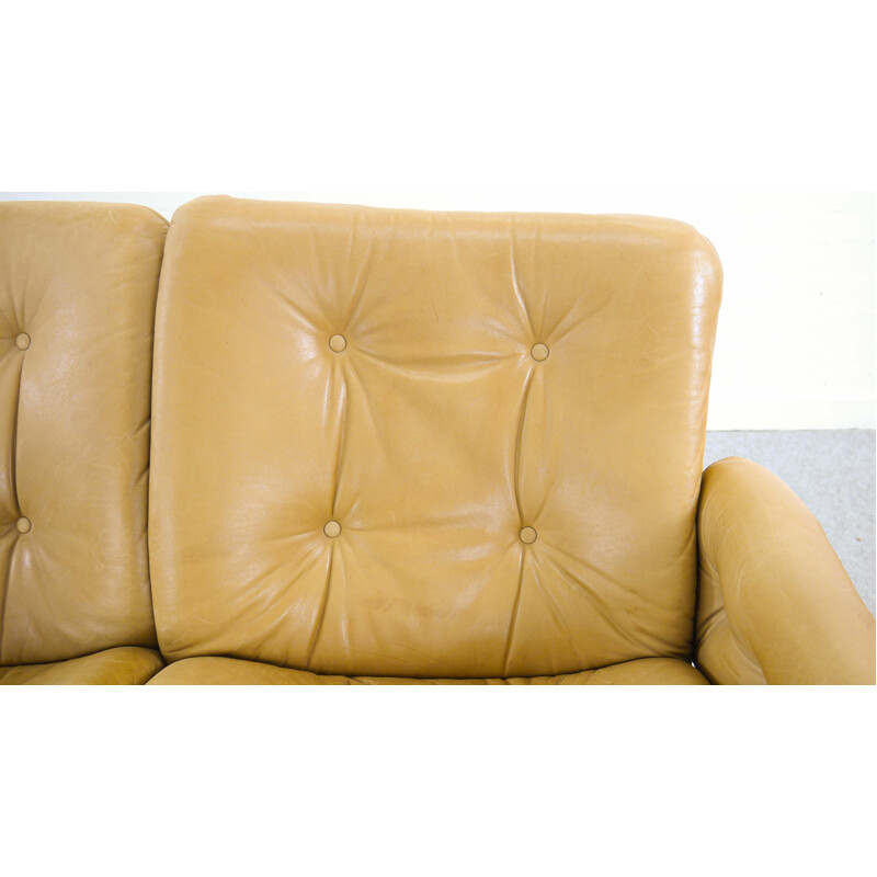 Vintage Kengu Sofa aus braunem Leder von Solheim für Rykken, Norwegen, 1970