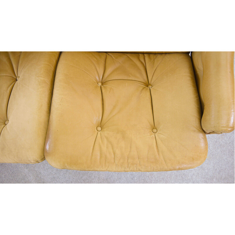 Vintage Kengu Sofa aus braunem Leder von Solheim für Rykken, Norwegen, 1970