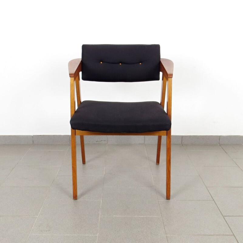 Fauteuil vintage en tissu et bois, 1960