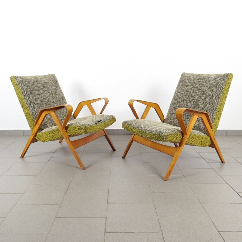 Paire de fauteuils gris par Frantiek Jirak, Tchécoslovaquie, 1960