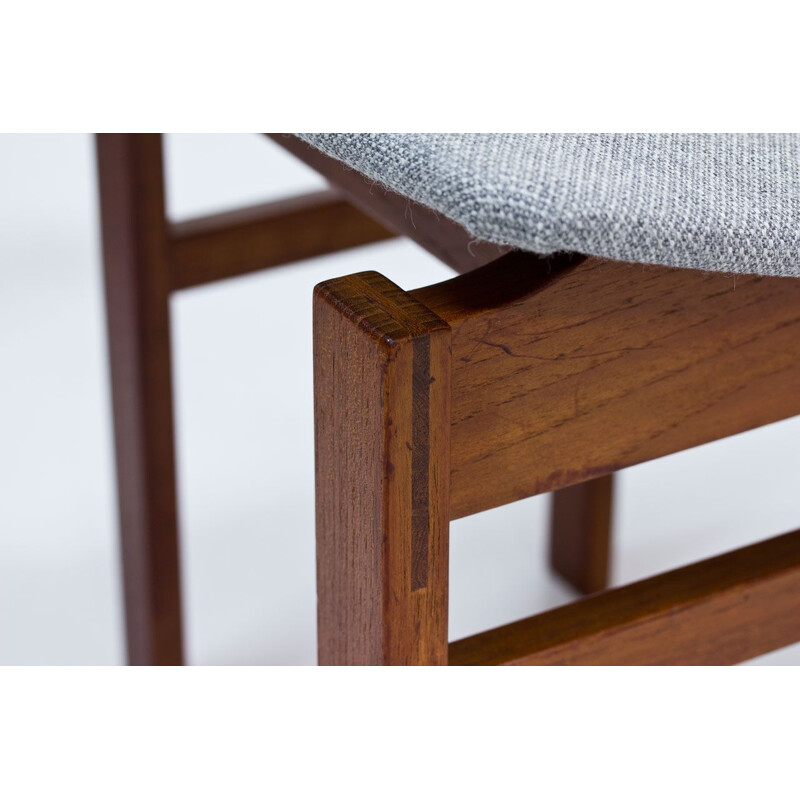 Set of 4 vintage Danish dining chairs in teak & wool by Inger Klingenberg